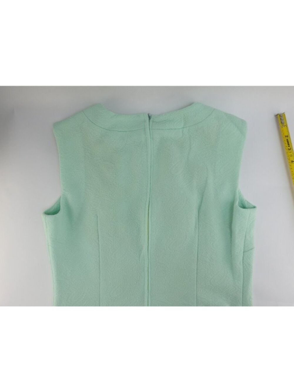 Vintage Mint Green Textured Handmade Look Shift Dress Sleeveless Mod MCM Sz M L - Picture 9 of 11